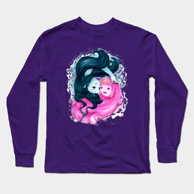 Princess Bubblegum and Marceline the Vampire Queen / Bubbline (Adventure Time fan art) Long Sleeve T-Shirt by art official sweetener